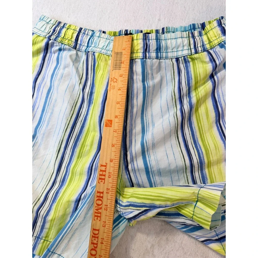 VTG Tommy Bahama Relax Mens Blue Green Striped Swim Trunks Cargo Pocket Size XL